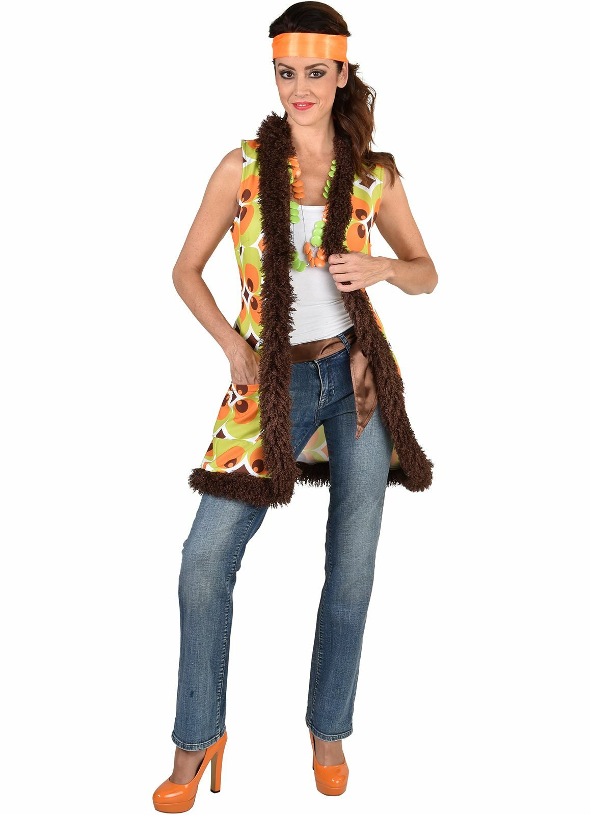 Hippie vest lang circle green