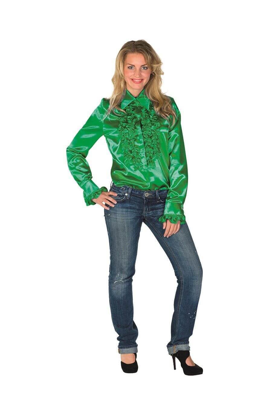 Groen Dames Ruche Blouse