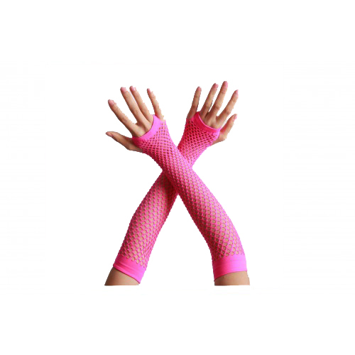 HVisnet handschoen lang neon pink