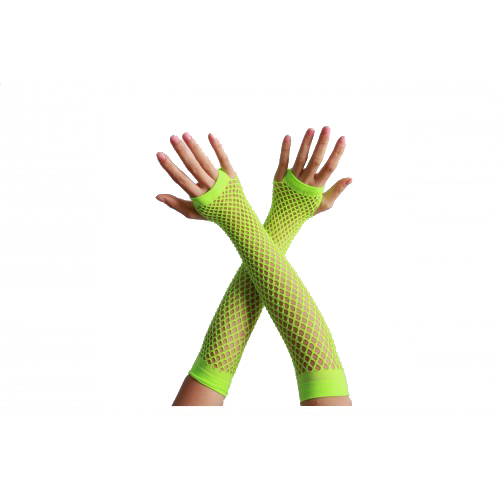 Visnet handschoen lang neon geel