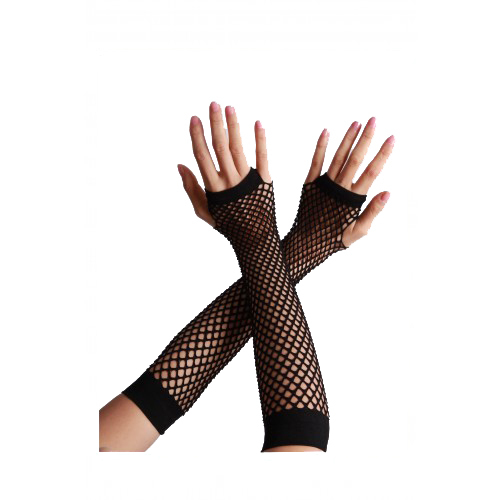 Visnet handschoen lang zwart
