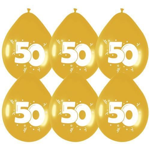Ballonnen goud 50 jaar 6 stuks