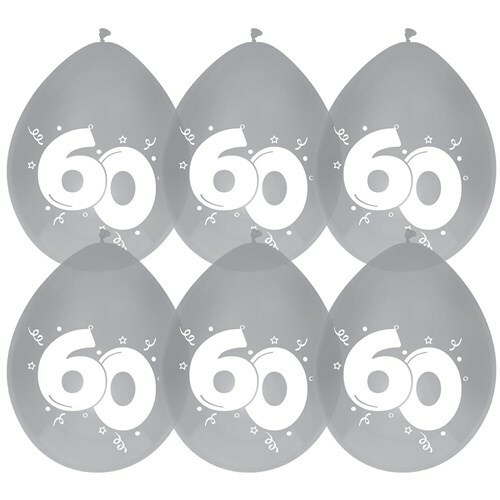 Ballonnen Diamant '60' 30cm 6 stuks