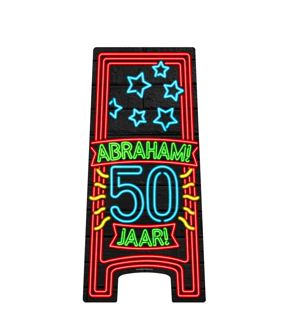 Neon Warning Abraham 50 jaar OP=OP