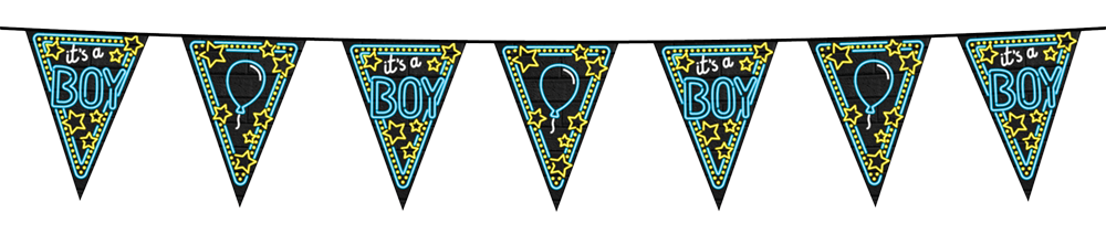 Neon feest vlaggenlijn - It's a boy! OP=OP