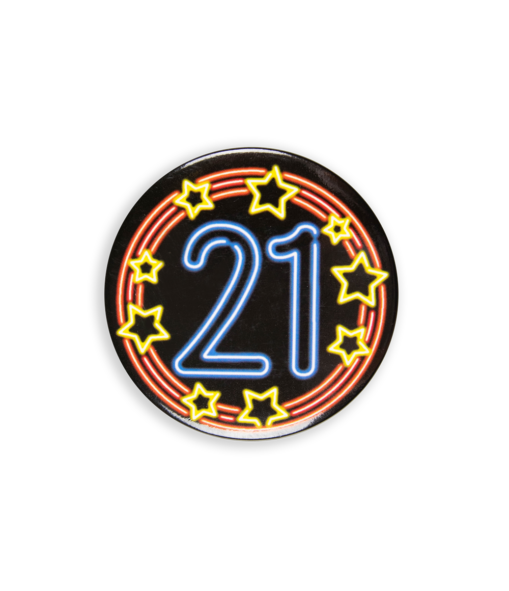 Neon button 21 jaar OP=OP