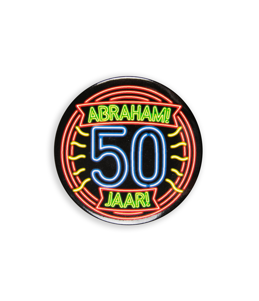 Neon button abraham 50 jaar OP=OP