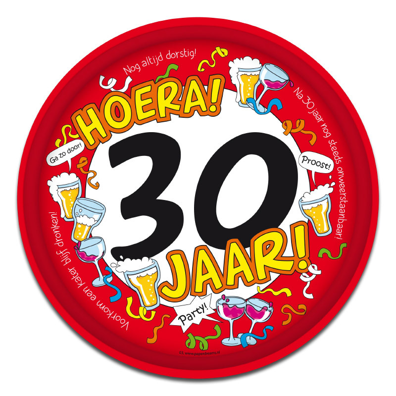 Dienblad met tekst 30 jaar