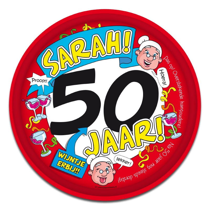 Dienblad met de tekst Sarah