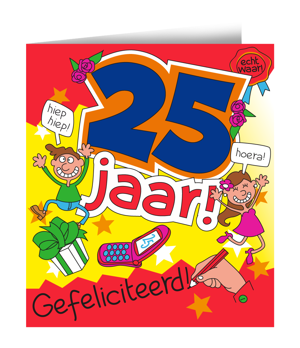 Wenskaart - 25 jaar cartoon