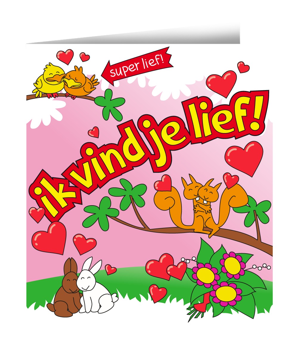 Wenskaart - ik vind je lief cartoon