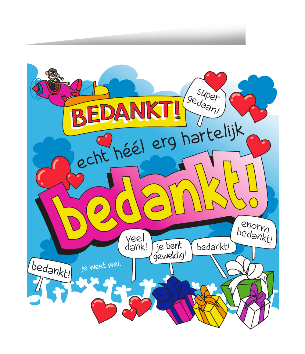 Wenskaart - bedankt cartoon
