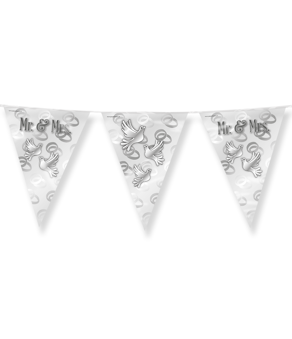 Party Flags foil - Mr. & Mrs.