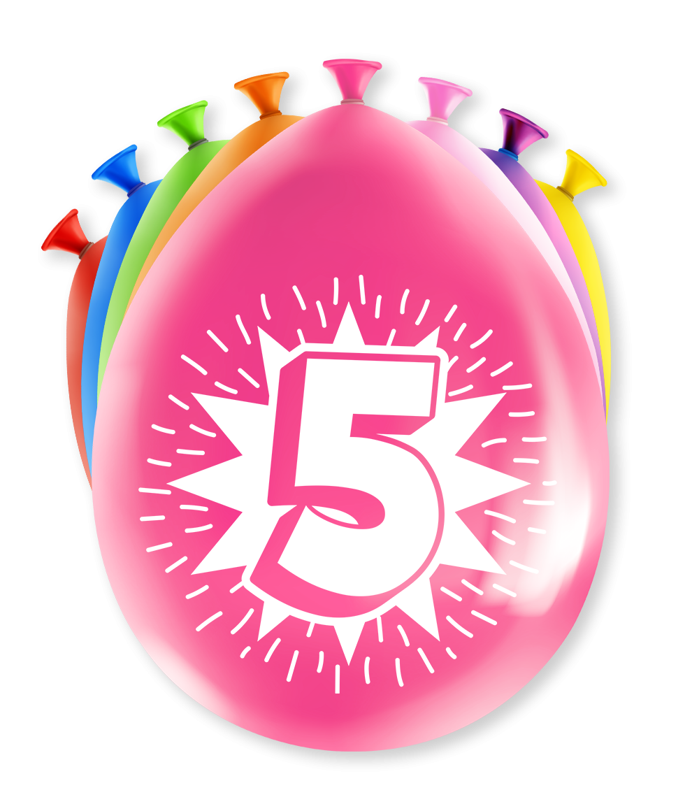 Party ballonnen 5 jaar 8 stuks