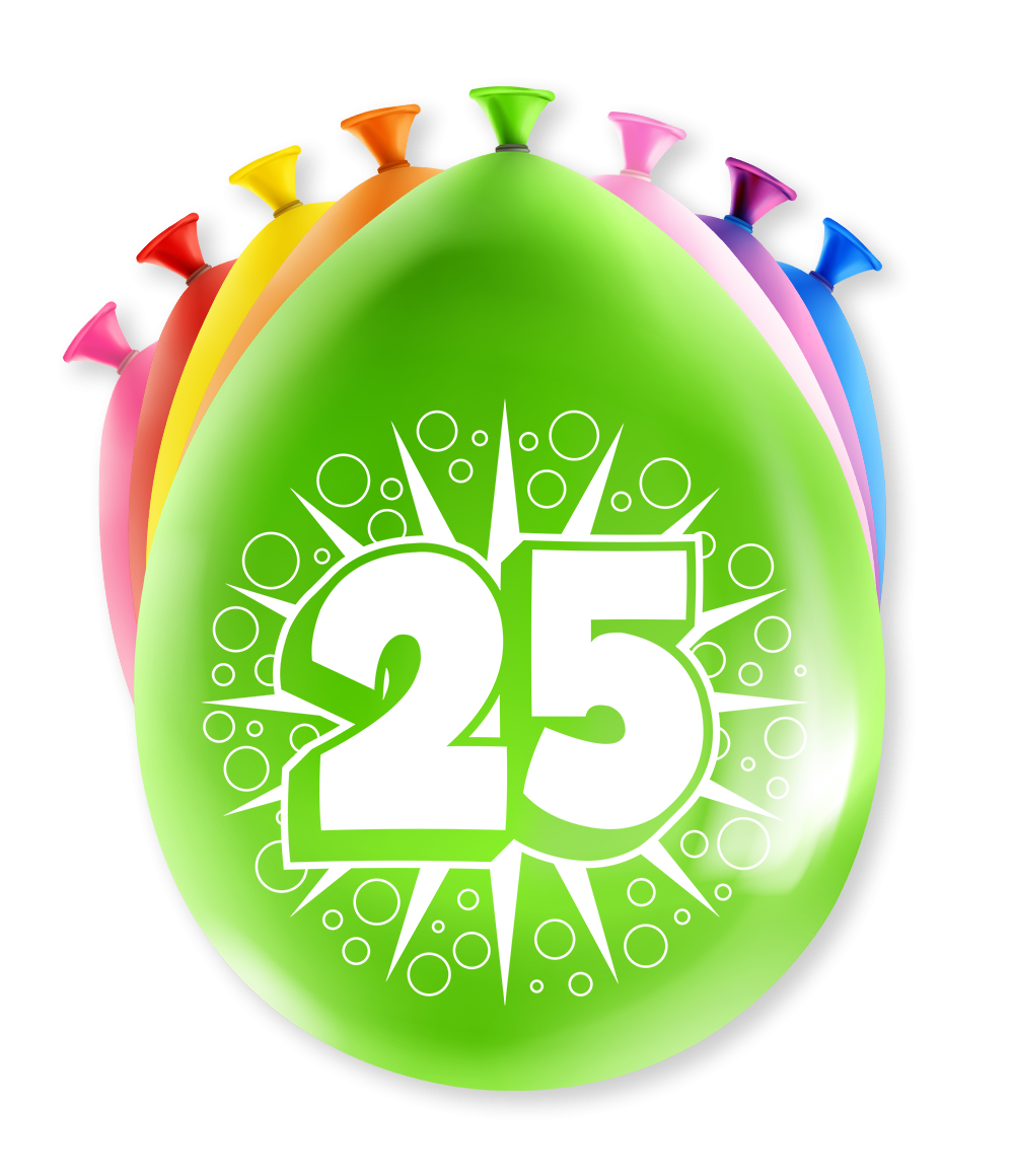 Party ballonnen 25 jaar 30 cm 8 stuks