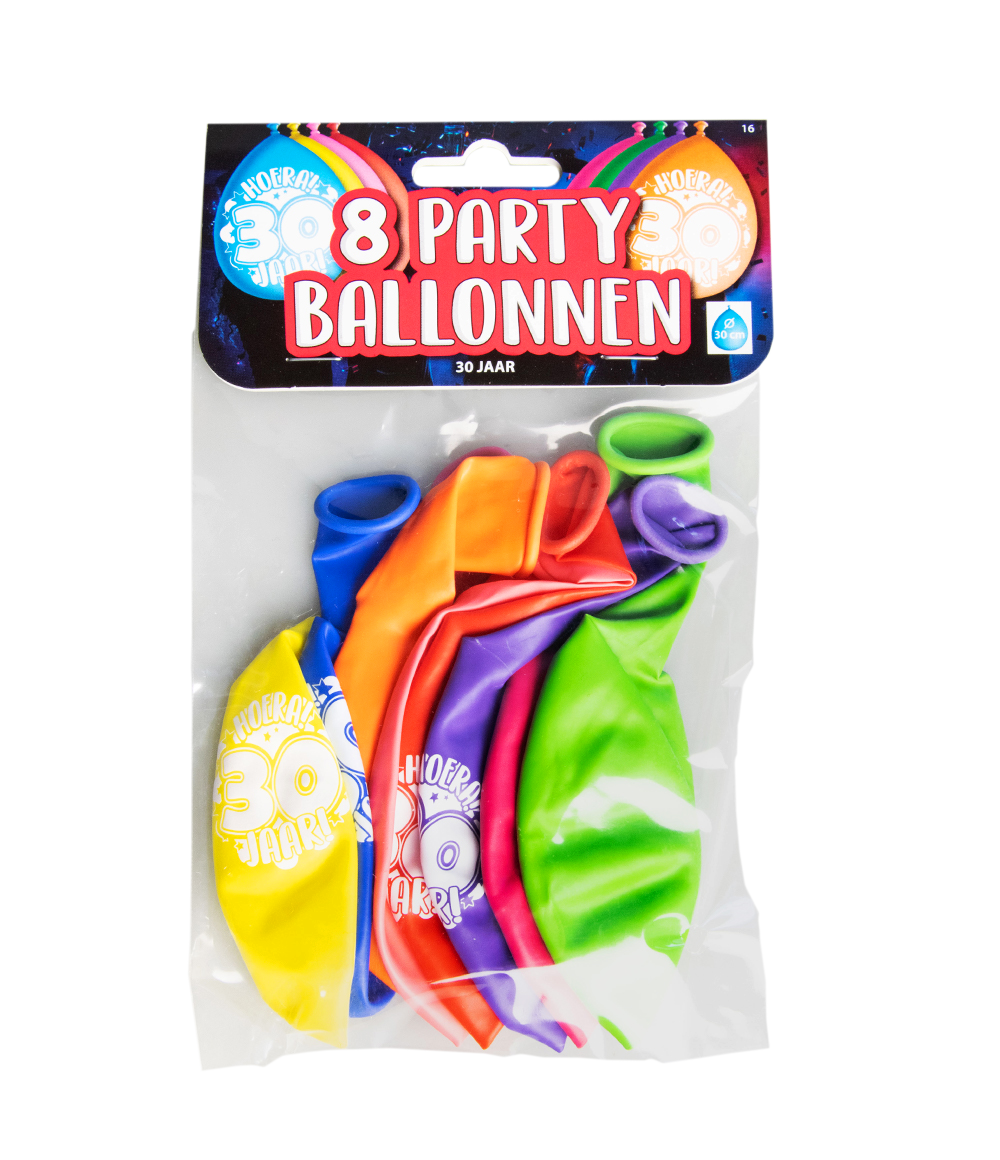 Party ballonnen 30 jaar 30 cm 8 stuks