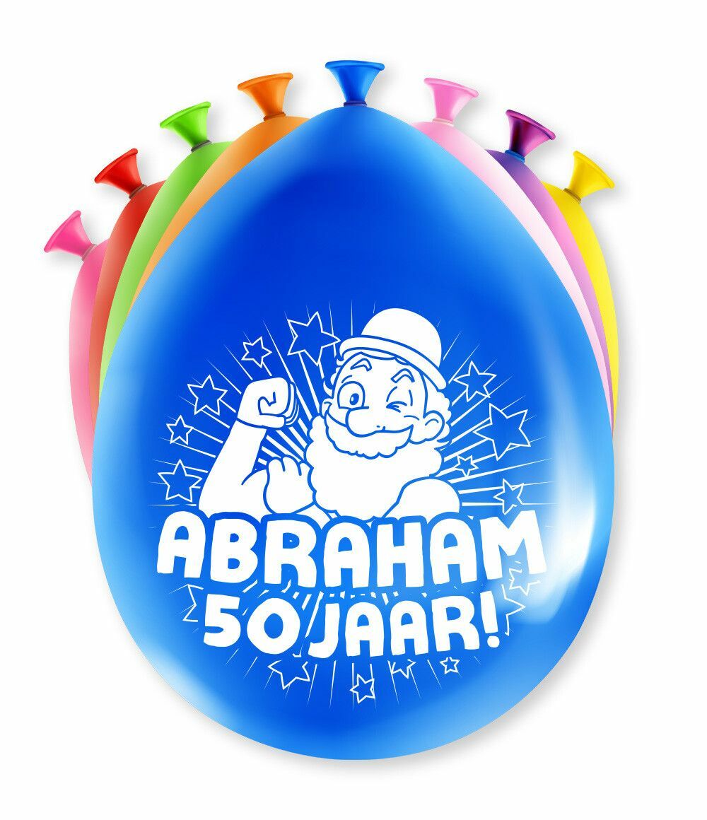 Ballonnen 50 jaar abraham 30cm 8 stuks