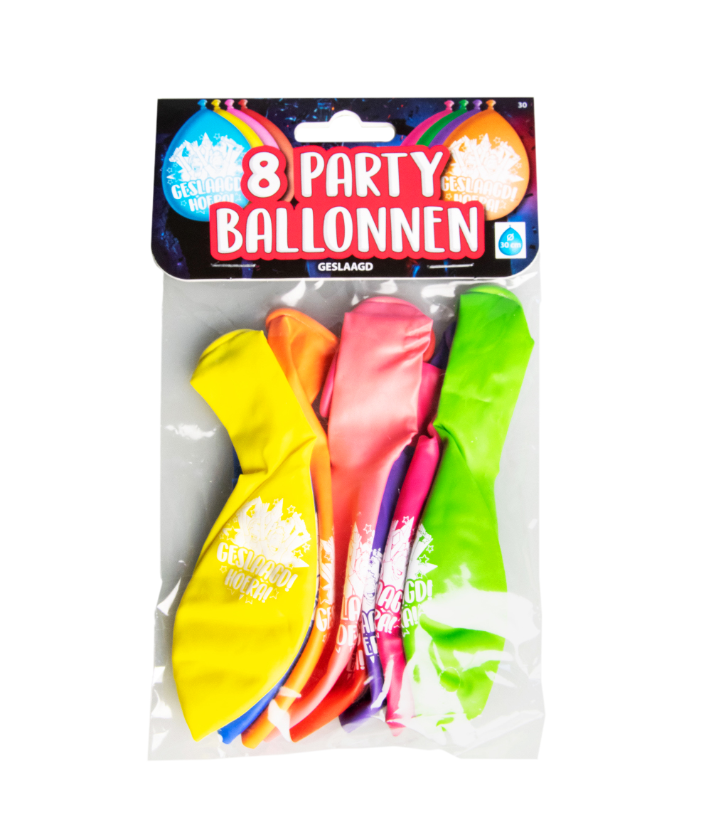 Ballonnen geslaagd 8 stuks 30cm