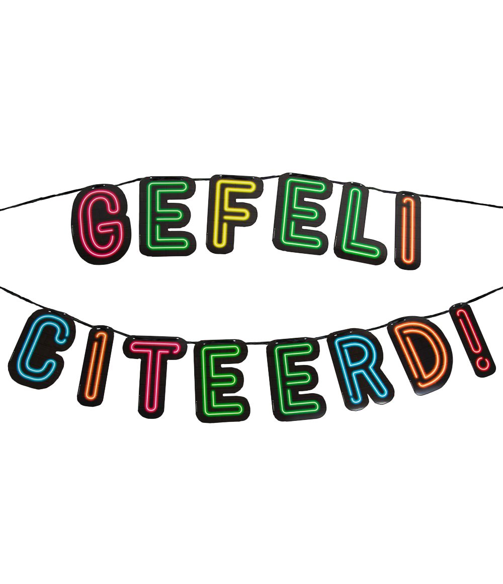 Neon slinger - Gefeliciteerd OP=OP