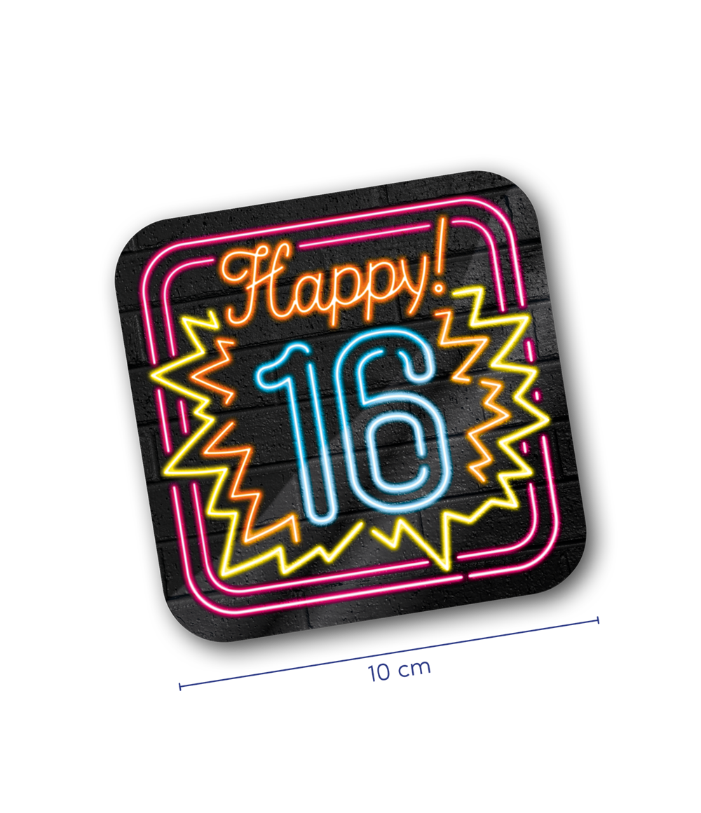 Neon onderzetters - 16 jaar OP=OP