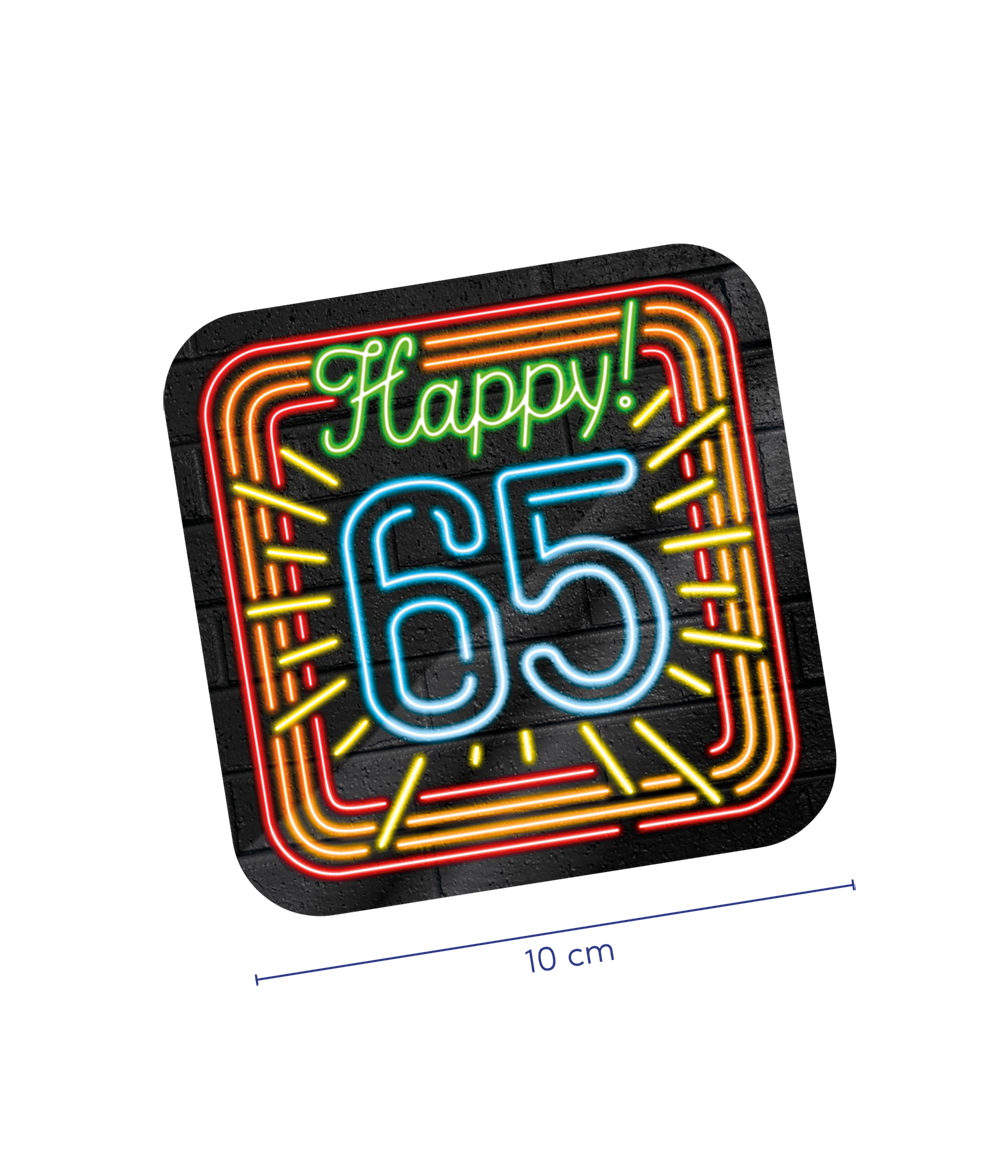 Neon onderzetters - 65 jaar OP=OP