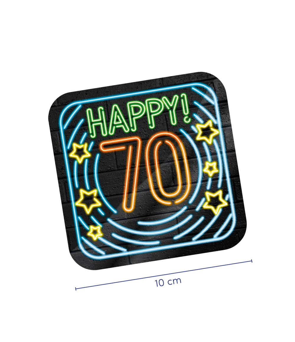 Neon onderzetters - 70 jaar OP=OP