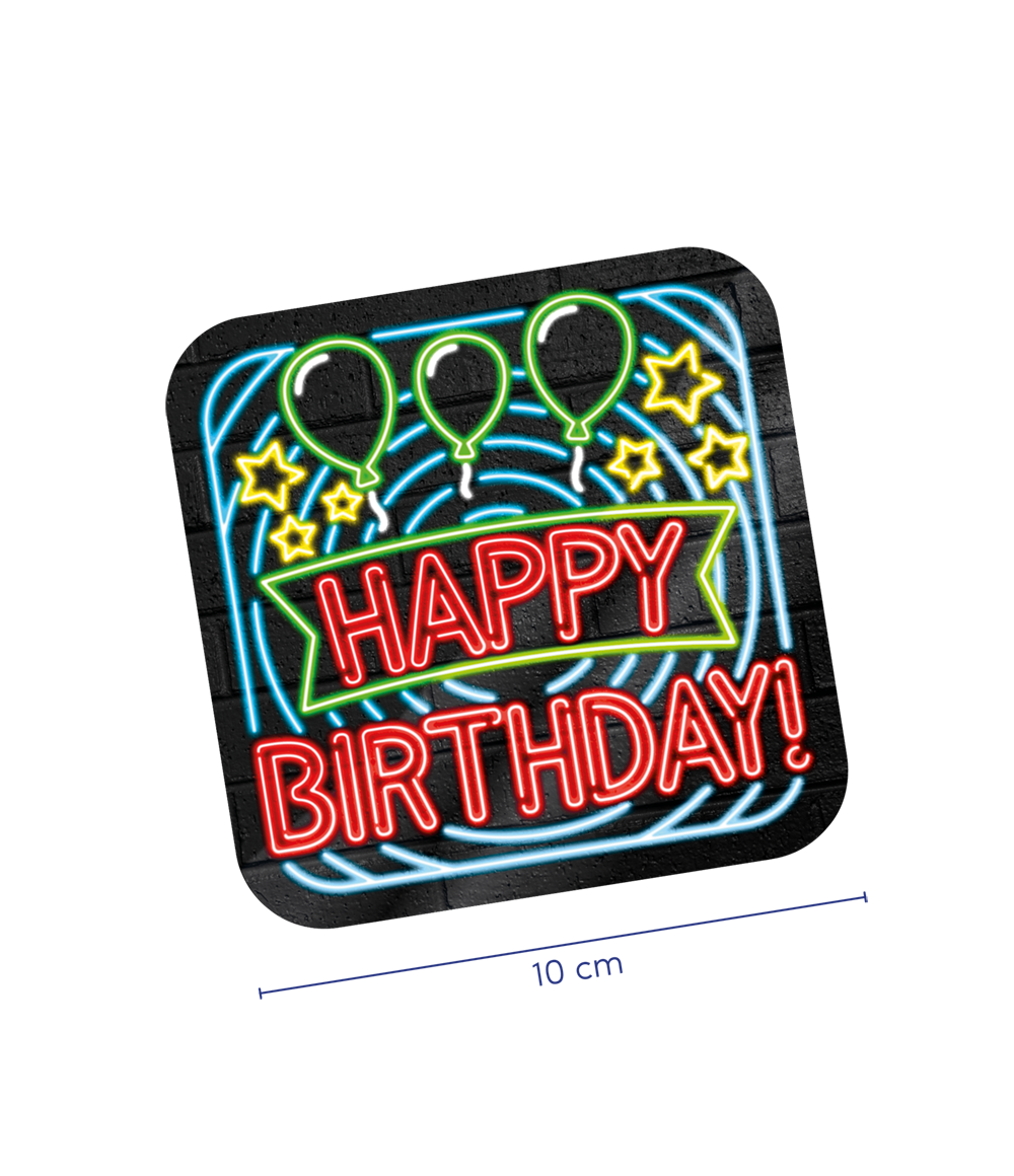 Neon onderzetters - Happy birthday OP=OP