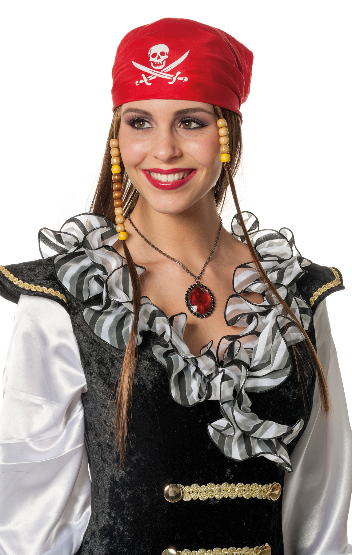 Piratenpruik bruin met kapje