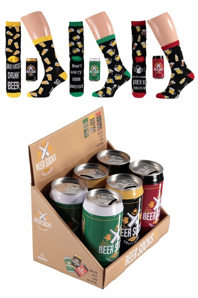 Bier sokken verpakt in bierblikje