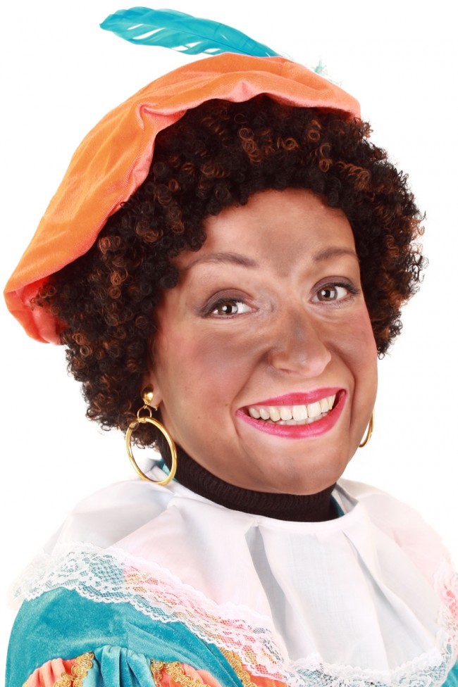 Pruik Piet kroes zwart bruin