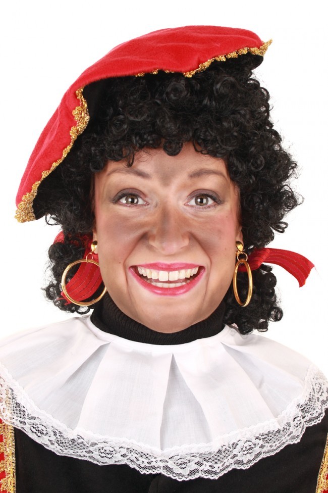 Pruik Piet krul zwart staartjes