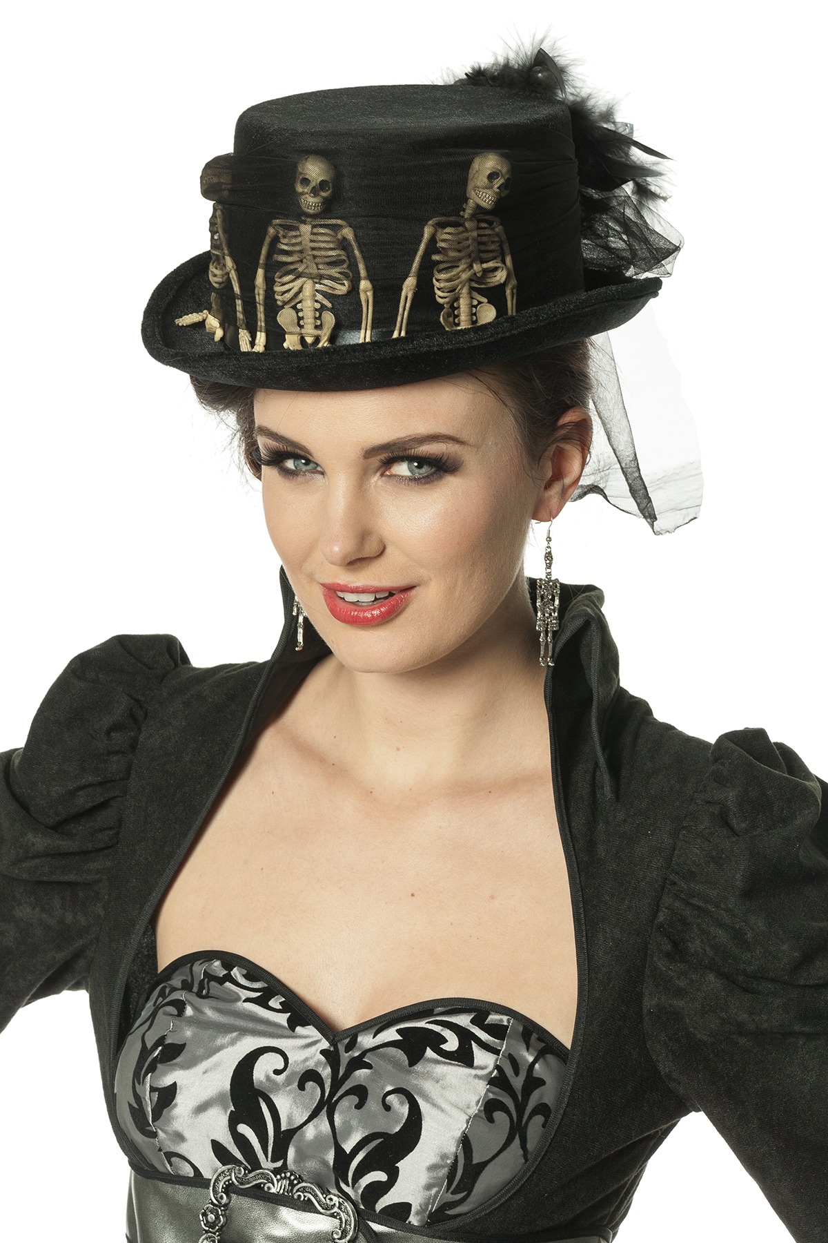 Hoge hoed zwart skelet