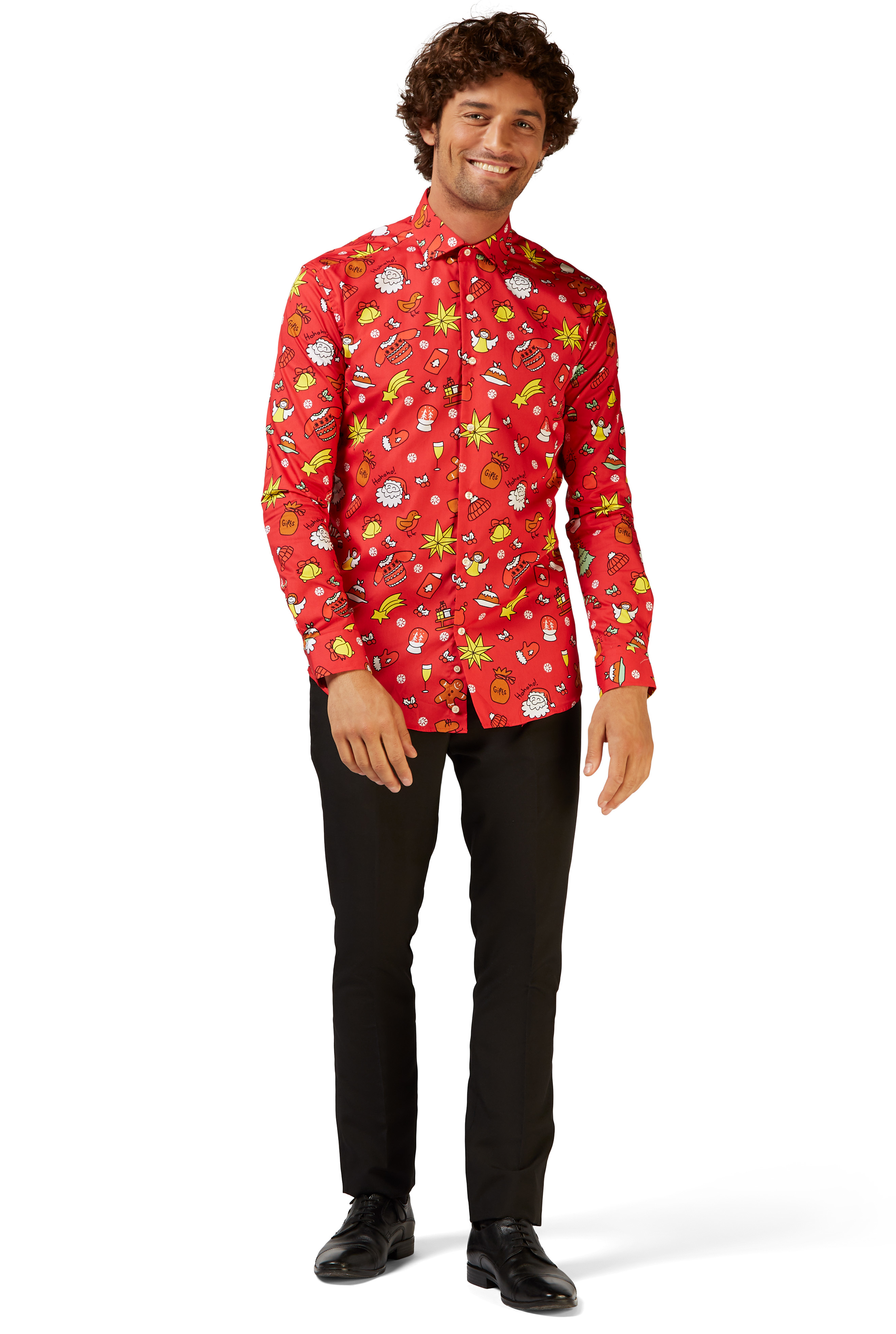 Opposuits shirt LS christmas doodle red