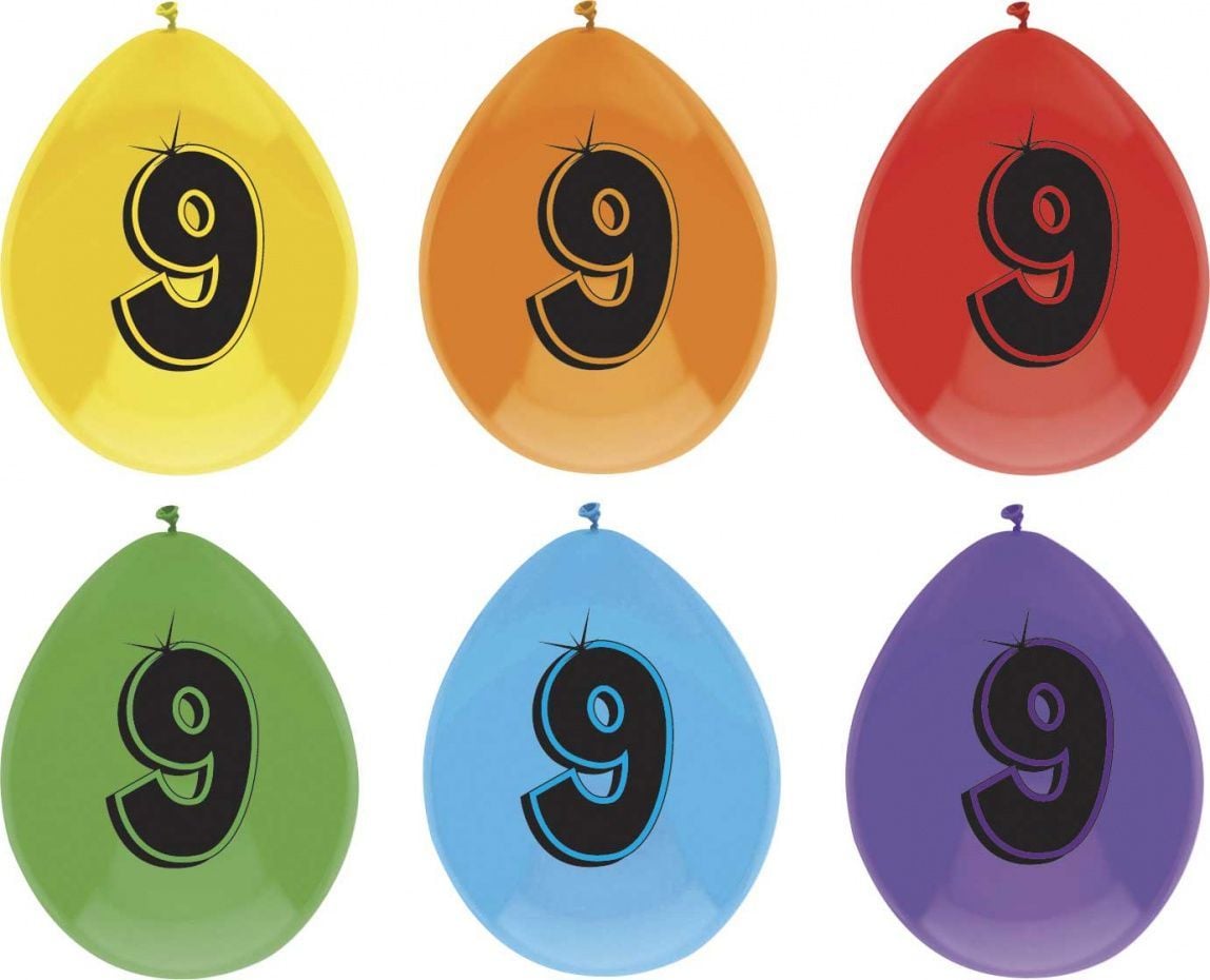 Ballonnen leeftijd 8 stuks 9 jaar OP=OP
