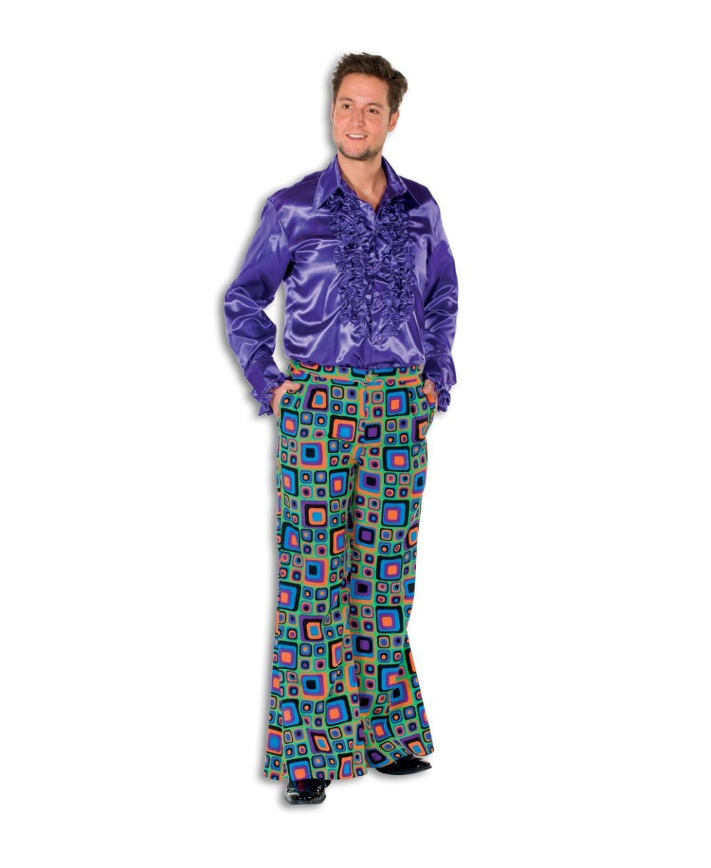 Broek flairpijp sixties blok groen op=op