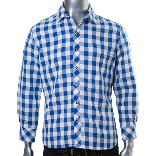 Coppens Trachtenhemd Anton Large Pattern Blue coppens kopen in de aanbieding