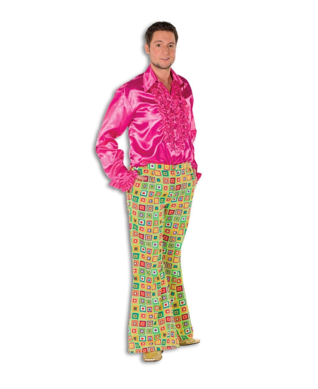 Broek flairpijp blok neon groen op=op