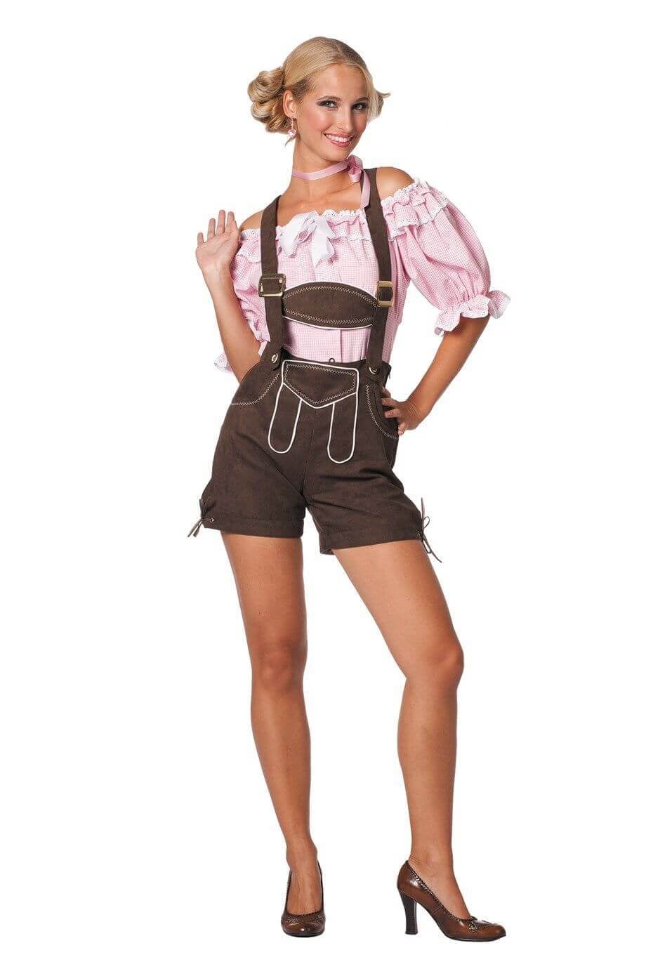 Dirndl blouse wit/roze