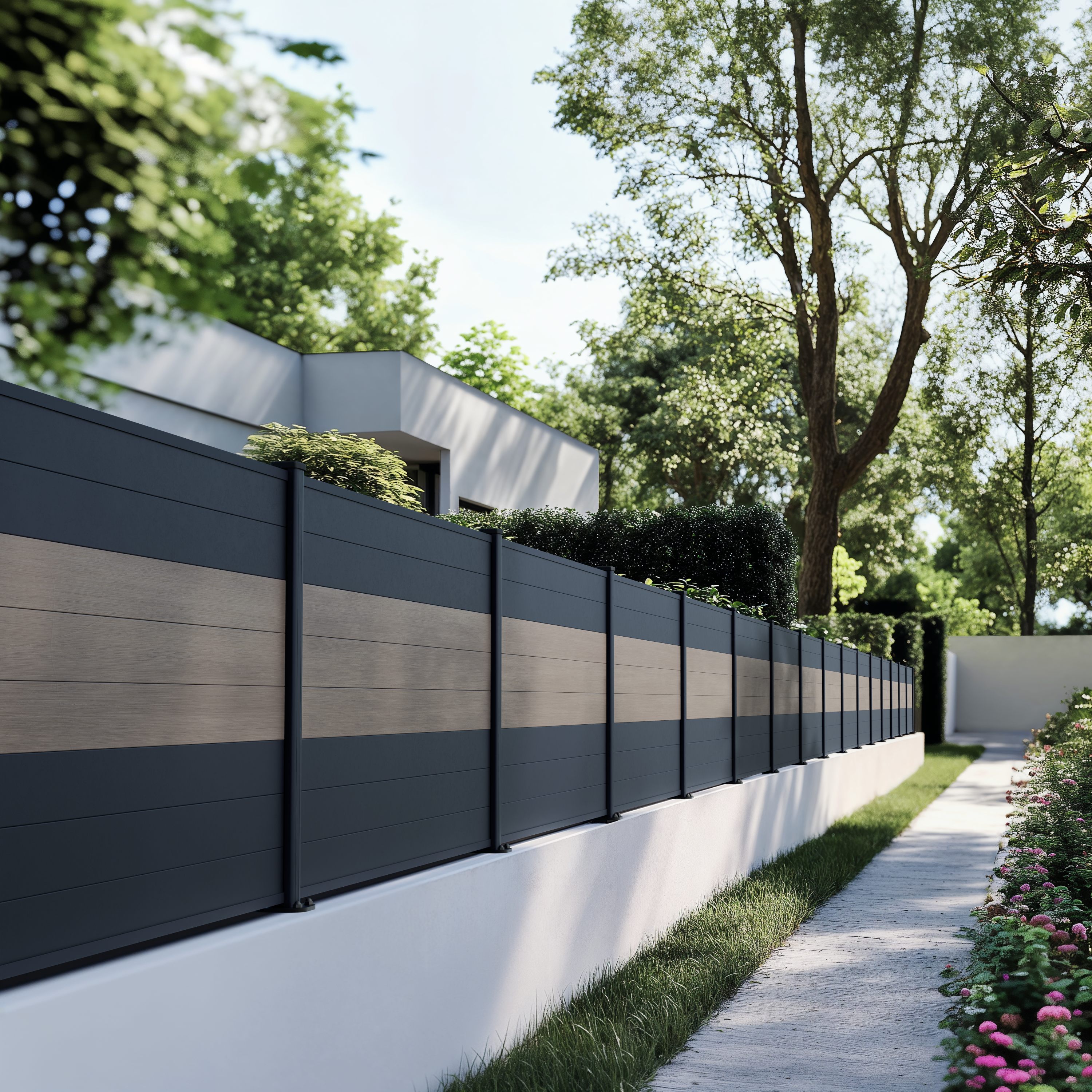 clôture aluminium sur muret