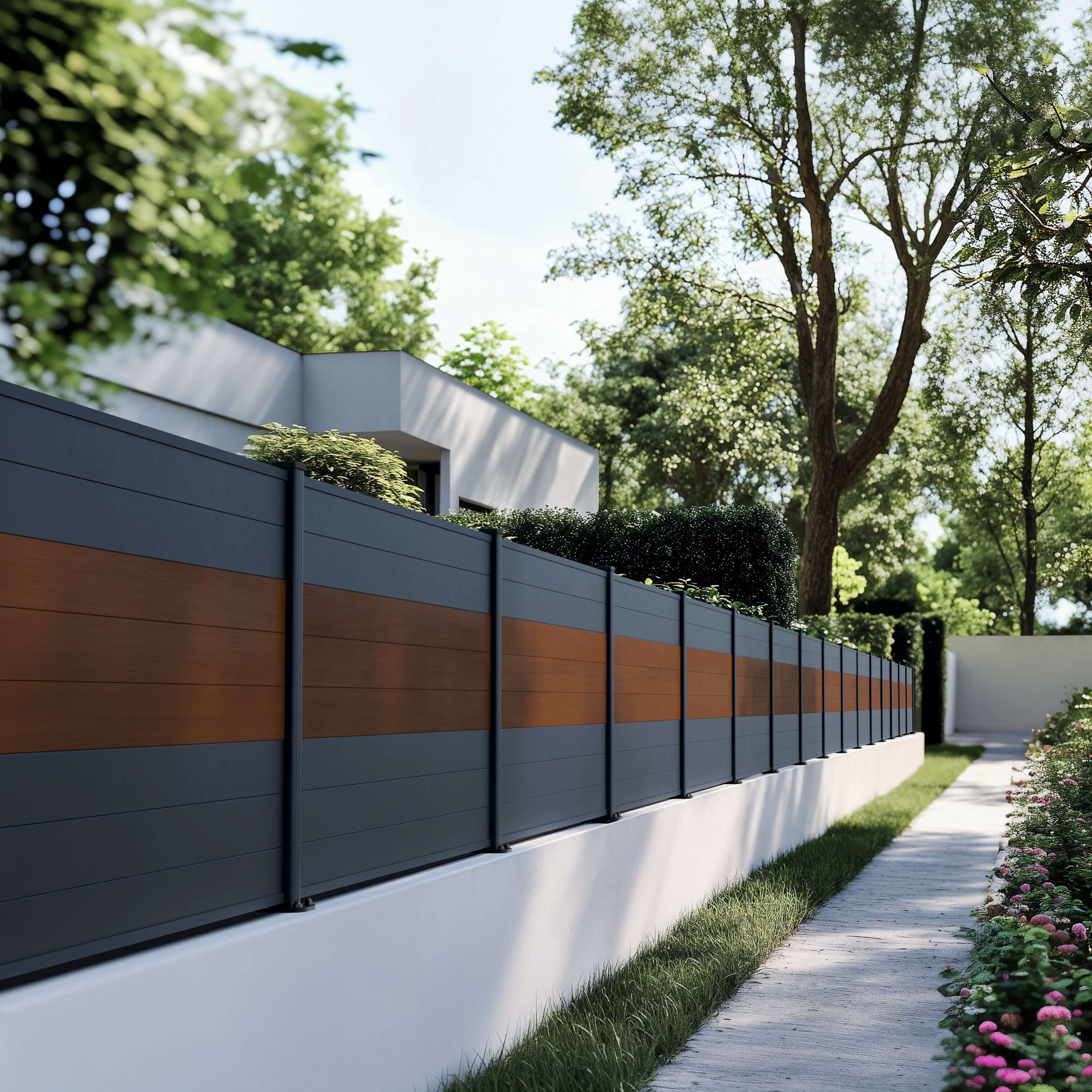 clôture aluminium sur muret