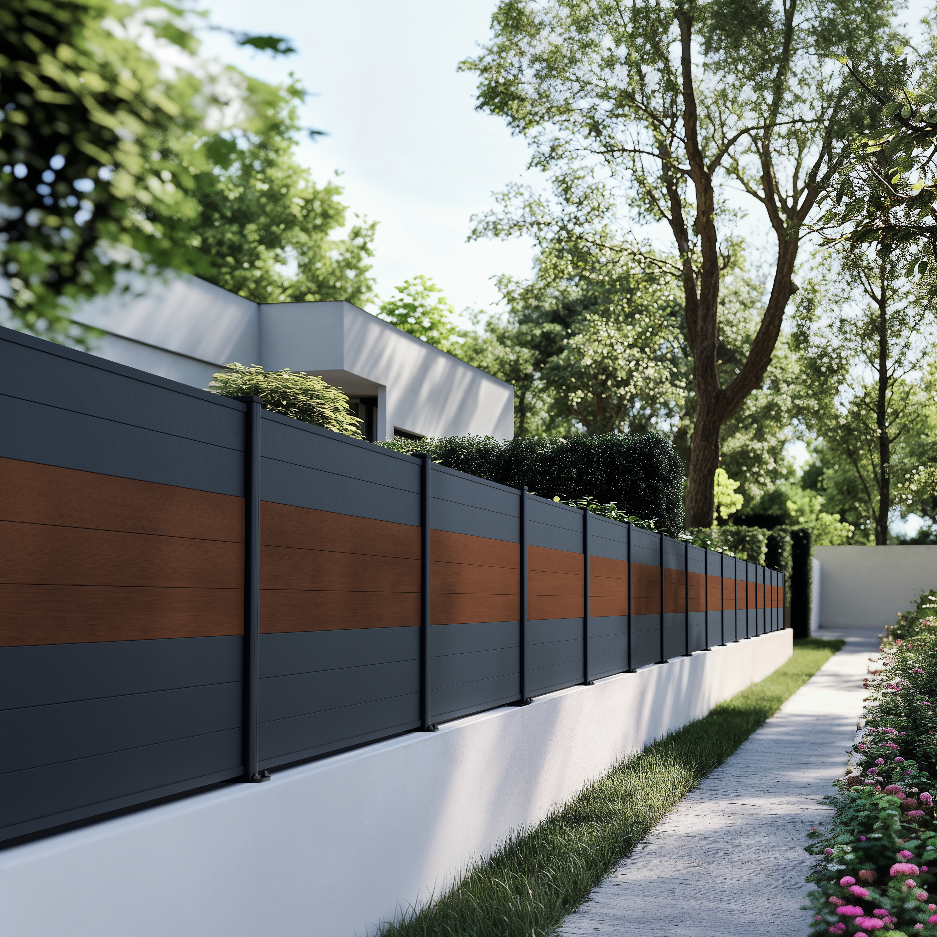clôture aluminium sur muret
