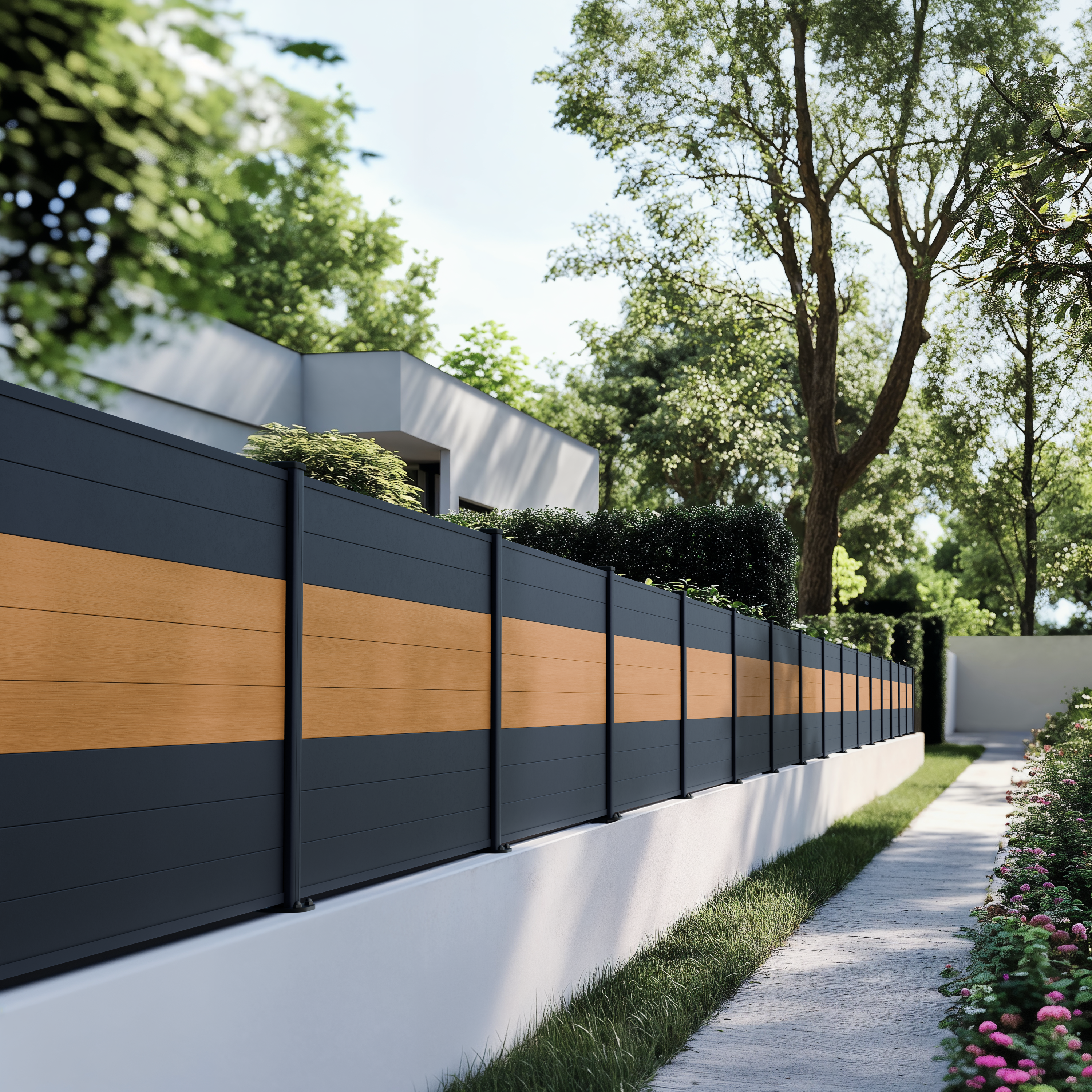 clôture aluminium sur muret