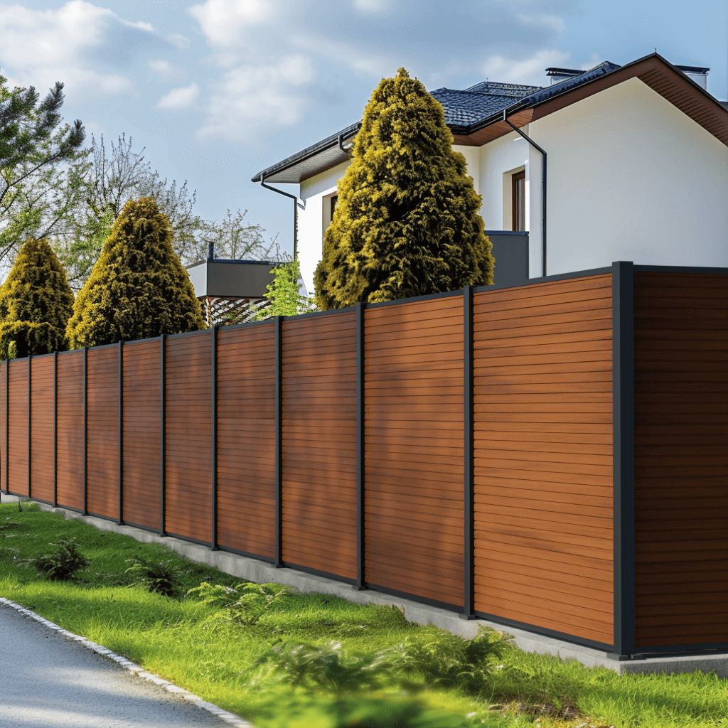 clôture composite teck