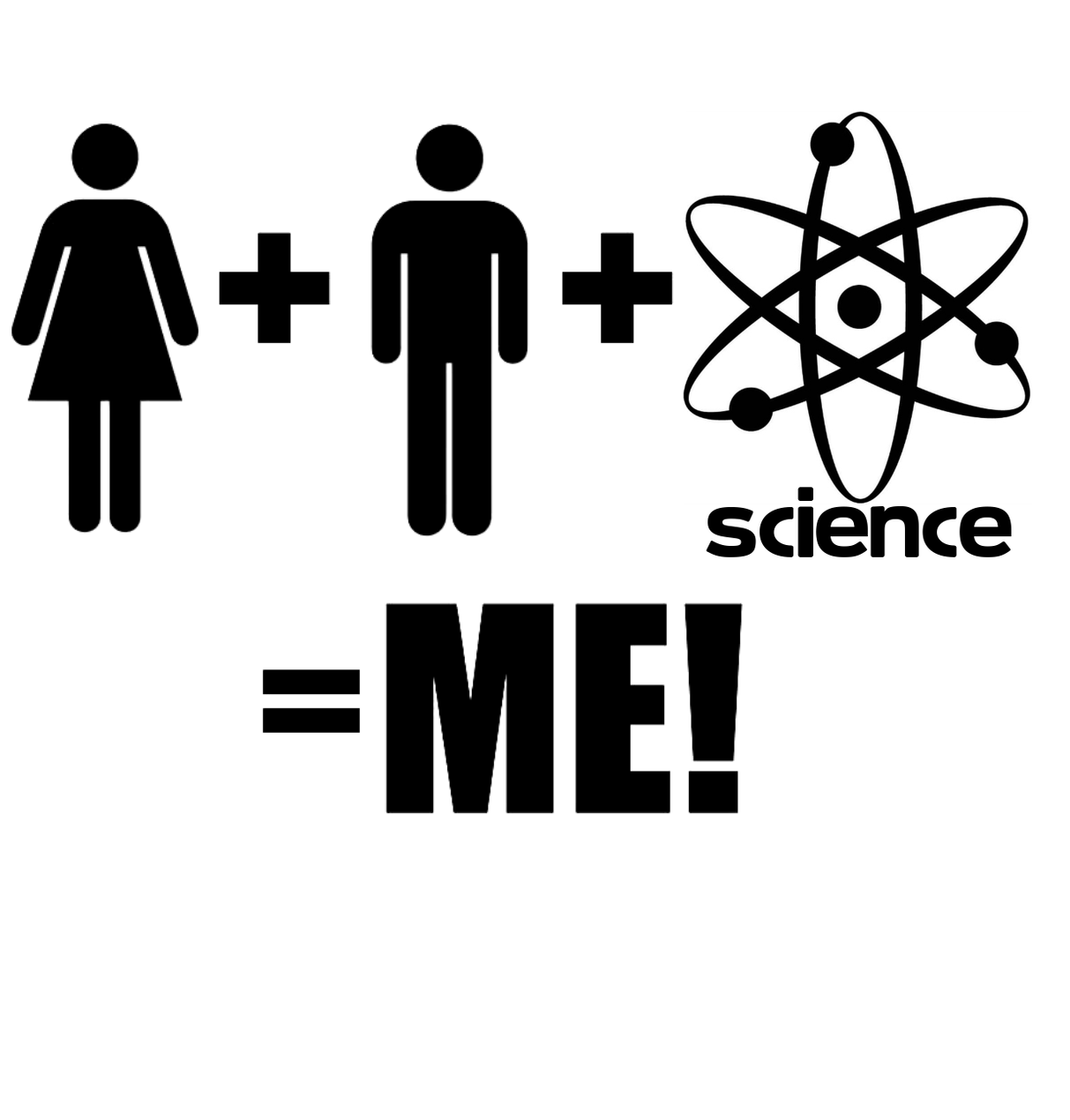 Mommy plus daddy plus science equals me (with atom symbol) onesie design