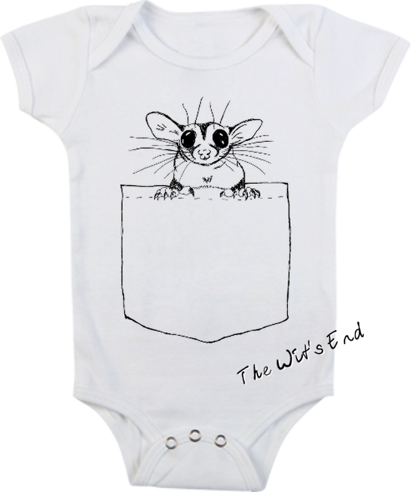 Pocket Glider - sugar glider in pocket/pouch onesie example
