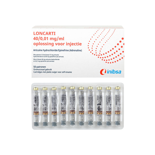 INIBSA LONCARTI SP BRUIN LATEXVRIJ 4% 1:100.000 (50x1,8ml)