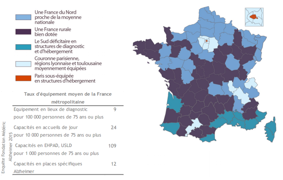 La fondation Médéric Alzheimer décrit une France composée de cinq groupes de départements. - Droits réservés La fondation Médéric Alzheimer décrit une France composée de cinq groupes de départements.