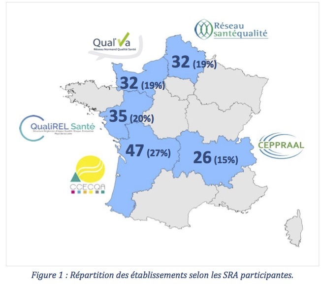 Répartition des 172 établissements participant à la campagne eForap 2016 - Droits réservés — CCECQA Répartition des 172 établissements participant à la campagne eForap 2016