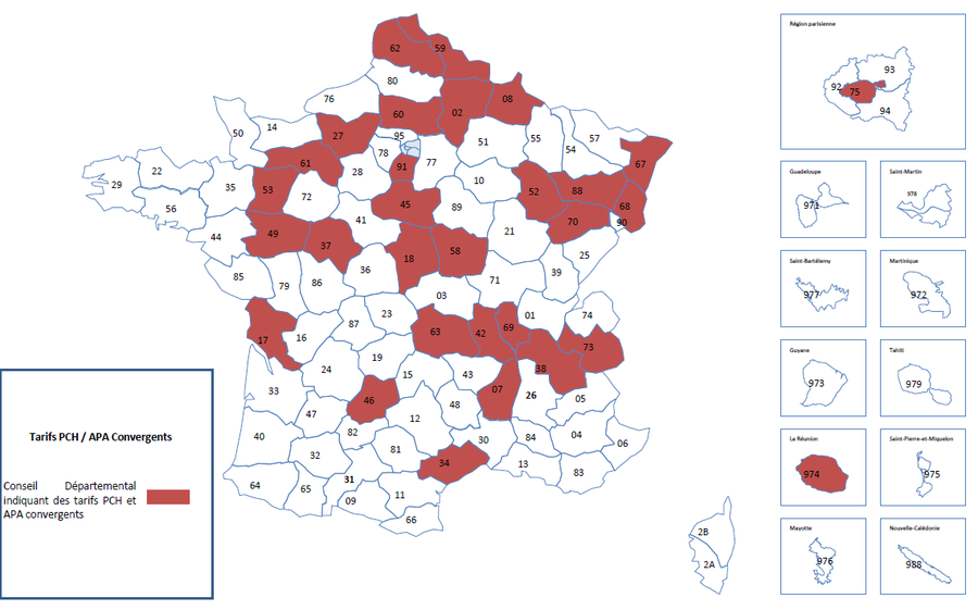 Une trentaine de départements appliquent ou indiquent vouloir appliquer une convergence des tarifs. - Droits réservés Handeoscope Une trentaine de départements appliquent ou indiquent vouloir appliquer une convergence des tarifs.