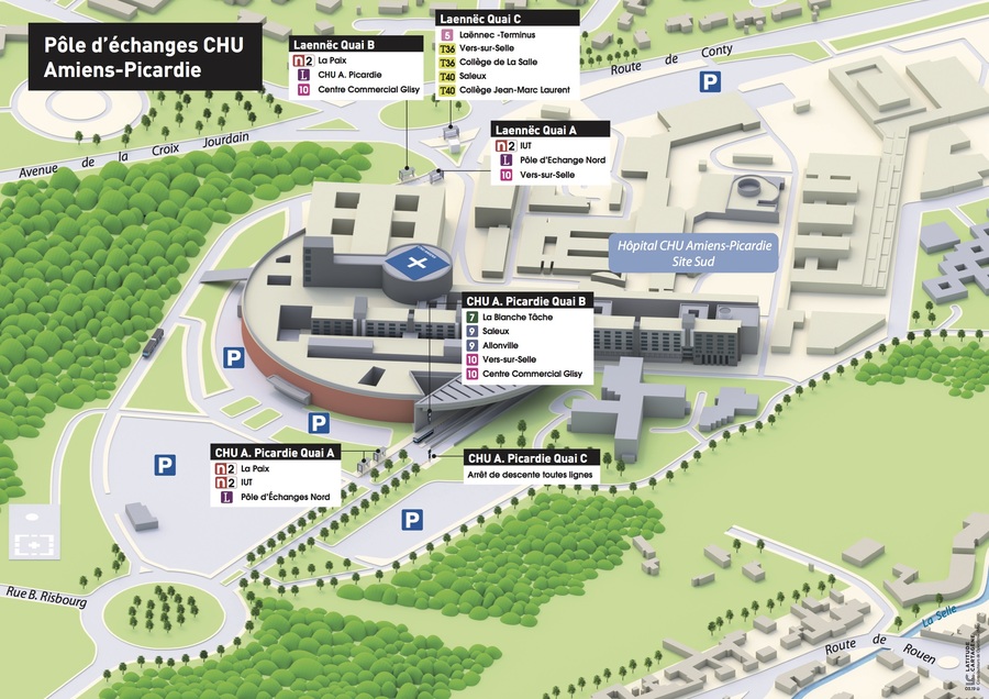 Le CHU Amiens-Picardie est devenu depuis le 11 mai l'un des huit pôles d'échanges du nouveau réseau de transport en commun Ametis. - Droits réservés — Ville d'Amiens Le CHU Amiens-Picardie est devenu depuis le 11 mai l'un des huit pôles d'échanges du nouveau réseau de transport en commun Ametis.